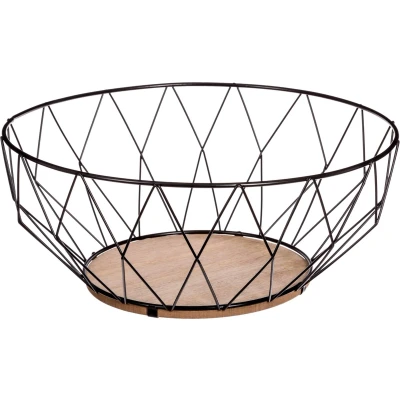 Afbeelding van Fruitmand zwart metaal Fruitschaal decoratieve schaal 28 cm