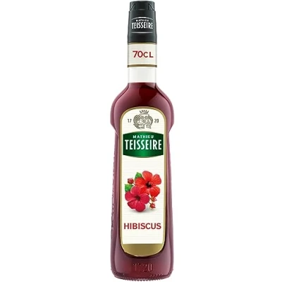 Afbeelding van Hibiscus Mathieu Teisseire siroop, voor dranken, frisdrank, wijn, bier, thee, cocktails, mocktails, fles van 70 cl