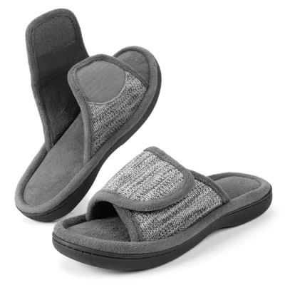 Afbeelding van RockDove Slip on schoen van traagschuim met verstelbare envelop voor dames, grijs.