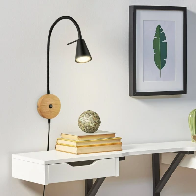 Afbeelding van BRILONER Wandlamp 2180015 Zwenkbaar Warm wit 3000K Tuimelschakelaar Gloeilamp niet inbegrepen 50 x 10 4,1 cm Zwart hout