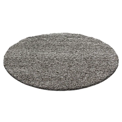 Afbeelding van Basic Shaggy vloerkleed Taupe Hoogpolig 160 cm rond