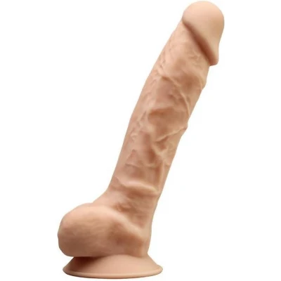 Afbeelding van SILEXD Dual Density siliconen beige dildo met balzak 20.5 cm