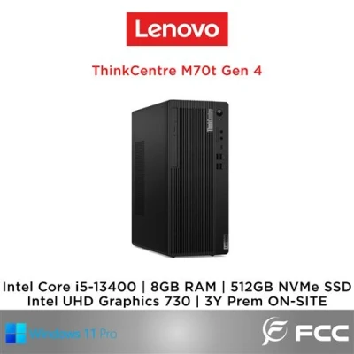 Image de Lenovo ThinkCentre M70t Gen 4 12DR Tour Core i5 13400 / jusqu&#039;à 4.6 GHz RAM 16 Go SSD 512 TCG Opal Encryption 2, NVMe, Value graveur de DVD UHD Graphics 730 Gigabit Ethernet, IEEE 802.11ax (Wi Fi 6E) Win 11 Pro moniteur : aucun cla