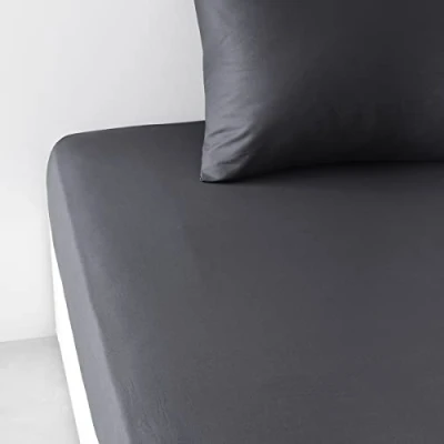 Image de Drap housse Essential 90 x 190 cm 1 personne 100% Coton uni Fusain