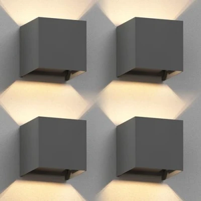 Afbeelding van ledscom.de 4 stuks CUBEL wandlamp voor buiten, IP65, up and downlight, mat antraciet, vierkant, 1 x G9 max. 10 W.