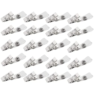 Afbeelding van DUjuanhong 20 stuks metalen badgeclips, badgeclips met transparante pvc riemen voor identiteitskaarten en ID kaarthouders, naamlabels, werkbadges