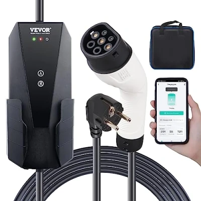 Afbeelding van VEVOR Draagbare Ev Laadkabel 16A 3.68kW Elektrische Voertuig Oplader Oplaadkabel met Type 2 (IEC62196) CEE 7/7 Stekker 1 Fase 8.6m