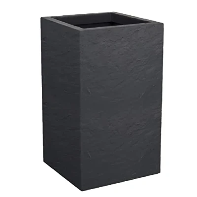 Afbeelding van EDA Volcania&#039;Up 36 L vierkante pot Imitatiesteen decor Enkelwandig Wateropslagzone 29,5 x 49,5 cm Antracietgrijs