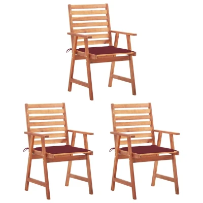 Afbeelding van Tuinstoelen 3 st met kussens massief acaciahout