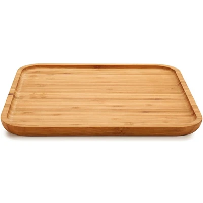 Afbeelding van Bamboe houten broodplank/serveerplank vierkant 30 cm Dienbladen van hout