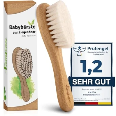 Afbeelding van Lampox Babyhaarborstel Extra zacht, babyverzorging nieuwe borene met zacht gezichtshaar, melkschorf, babyhaarborstel, babyverzorging, babycadeau, hoofdverzorging, kleinkind, babyaccessoires L8