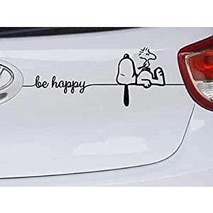 Afbeelding van Generic Snoopy Woodstock Be Happy stickers, zwart, 2 stuks