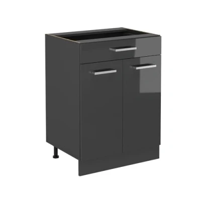 Afbeelding van Vicco Keukenonderkast R Line, Antraciet Hoogglans/Antraciet, 60 cm met lade, zonder werkblad