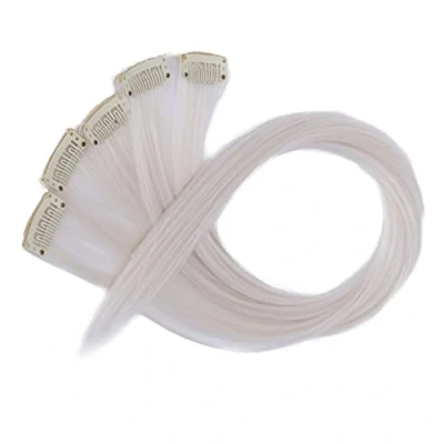 Afbeelding van CAISHA 60 cm, kleurrijke strengen om vast te klikken, extensions, glad, lang, blond, wit, BST115