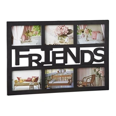 Afbeelding van Relaxdays multi fotolijst vrienden collage 6 foto‘s gallery fotocollage 33 x 48 cm zwart
