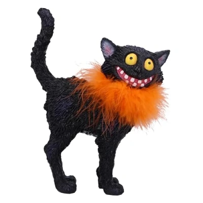 Afbeelding van Nemesis Now Furdinand Zwarte Kat met Oranje Veren Boa 23cm Beeld/figuur Multicolours