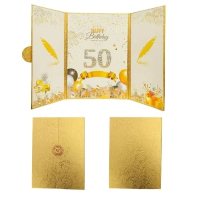 Afbeelding van cadeaus voor mannen 50 jaar, vrouwen 50e verjaardag, verjaardag kaart, cadeau decoratie