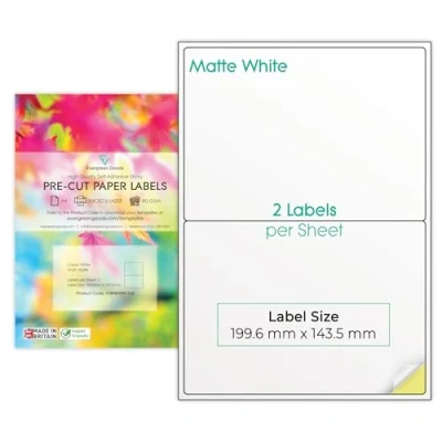 Afbeelding van Evergreen Goods multifunctionele etiketten, voorgesneden, A4, wit, 50 vellen