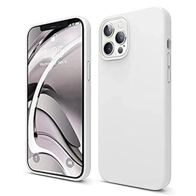 Afbeelding van elago Liquid Silicone Case Compatibel met iPhone 12 Pro Max Hoesje (6,7&quot;) Vloeibaar Siliconen Beschermhoes, Complete Bescherming: 3 laags Schokbestendig (Wit)
