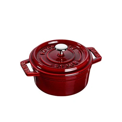 Afbeelding van STAUB Mini braadpan van geëmailleerd gietijzer met deksel, voor alle warmtebronnen, inclusief inductie, 1 persoon, rond, 10 cm, 0,25 l, kg, granadine