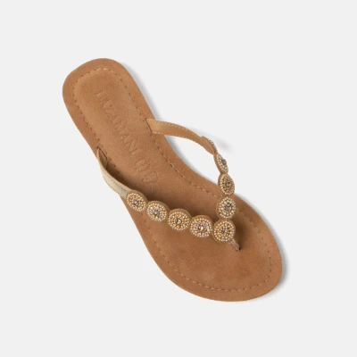 Afbeelding van Lazamani Lea Dames Slippers Leer Gold Maat 36