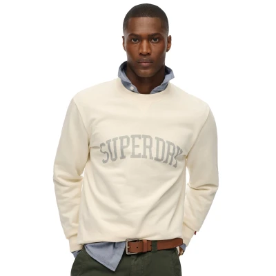 Afbeelding van Superdry Athletic Essentials CREW Sweater, Heren, Maat: Medium, Desert bone off white