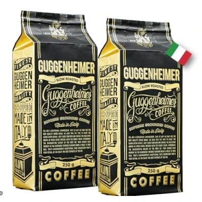Afbeelding van Guggenheimer Supreme 500 g pure Arabica &amp; Robusta gemalen koffie zuurarm voor zuiger en automatisch koffiezetapparaat 2 x koffieverpakking 250