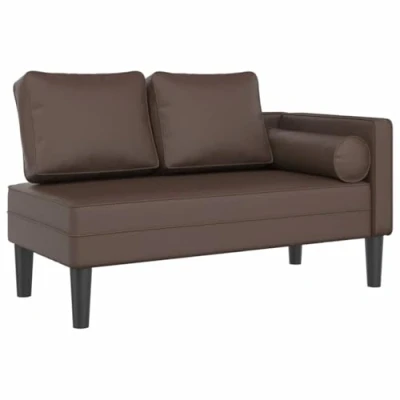 Afbeelding van vidaXL Chaise longue met kussens kunstleer bruin