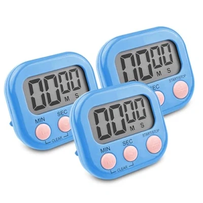 Afbeelding van Newaner Blauwe digitale keukentimer, afteltimer met magnetische gathouder, luid alarm groot lcd display voor koken, studie, fitnesstraining