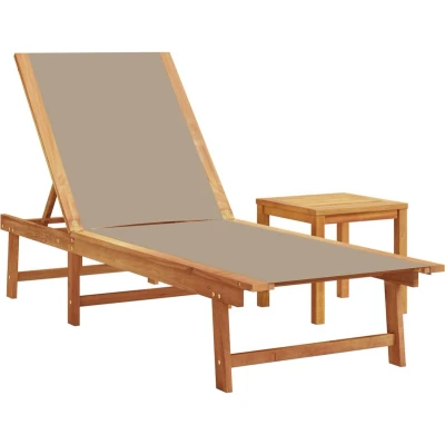 Afbeelding van vidaXL Ligbed met tafel massief acaciahout en textileen taupe