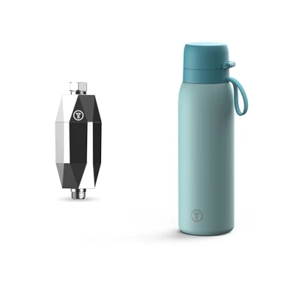 Afbeelding van Tappwater ShowerPro Diamond+BottlePro douchefilter met 4 stappen en KDF 55 technologie voor zachte huid sterk haar + herbruikbare roestvrijstalen fles filter, BPA vrij, 750 ml