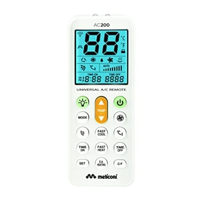 Afbeelding van Meliconi AC 200 Universele afstandsbediening voor airconditioners, compatibel met de meeste merken, display achtergrondverlichting en zaklampfunctie. 802102