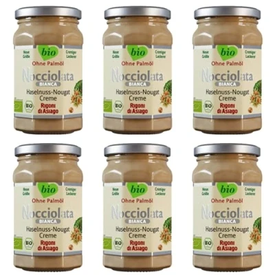Afbeelding van Rigoni di Asiago Nocciolata Bianca, 6 x 250 g, witte chocolade, hazelnootcrème zonder palmolie, notennougatcrème heerlijke spread