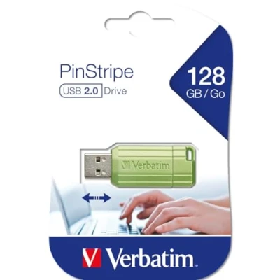 Afbeelding van Verbatim USB DRIVE 2.0 PINSTRIPE stick 128 GB Eucalyptus, Groen 49462