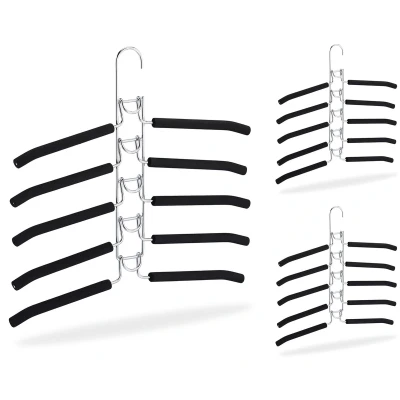 Afbeelding van Relaxdays 15x ruimtebesparende kledinghangers 5in1 kleerhanger antislip jashanger