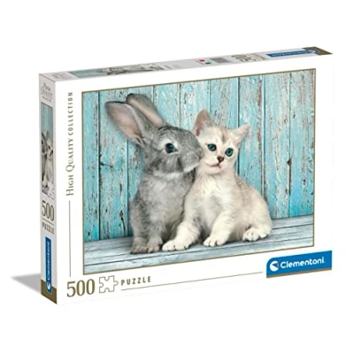 Afbeelding van Clementoni Puzzel 500 Stukjes High Quality Collection, Cat &amp; Bunny, Voor Volwassenen en Kinderen, 14 99 jaar, 35004
