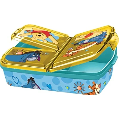 Afbeelding van p:os Lunchbox Winnie de Poeh Voor kinderen met 3 vakken Van kunststof clipsluitingen kleuterschool, school en vrije tijd