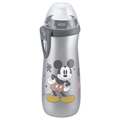 Image de NUK Disney Tasse pour enfant Sports Cup À partir de 24 mois Bec verseur étanche avec poussoir Attache et capuchon protection Sans BPA 450 ml Mickey Mouse (gris)