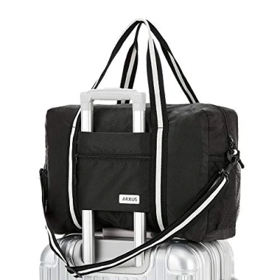 Afbeelding van Arxus Opvouwbare reistas, sport, weekend, overnight carry on bagage met schouderriem, zwart.