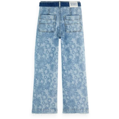 Afbeelding van Scotch &amp; Soda The Wave wide leg jeans floral Blauw Maat 176