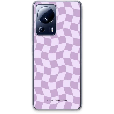 Afbeelding van Case Company® hoesje geschikt voor Xiaomi 13 Lite Grid Paars Soft Cover Telefoonhoesje Bescherming aan alle Kanten en Schermrand