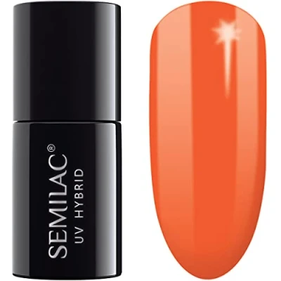 Afbeelding van SEMILAC 045 Electric Orange UV gelnagellak, duurzaam en eenvoudig aan te brengen, soak off UV/LED, perfect voor thuis professionele pedicure, 7 ml