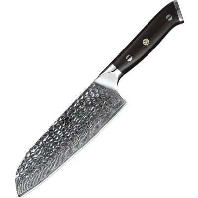 Afbeelding van Professioneel Santokumes Handvat van premium Ebbenhout Lemmet Gehamerd Damascus staal (67 laags) Luxe &amp; Vlijmscherp Xinzuo B13H