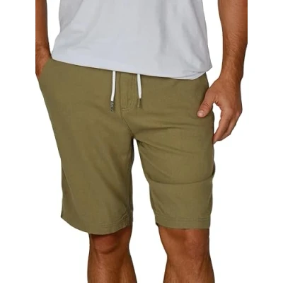 Afbeelding van riverso Rivoliver heren linnen bermuda shorts korte vrije tijd rechte pasvorm zwart marine beige olijf S M L XL XXL 3XL 4XL 5XL, Ivy Olive