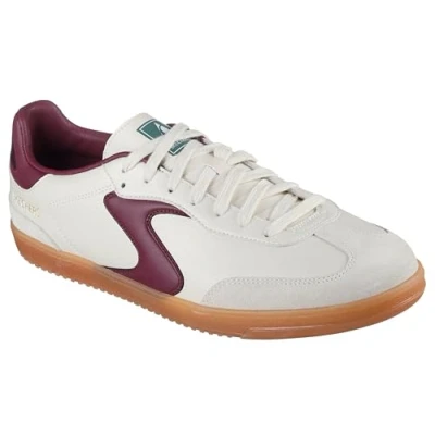 Afbeelding van Skechers Hotshot Sneakers laag, Heren, Maat: 45.5, Natural/burgundy Leer/ synthetisch
