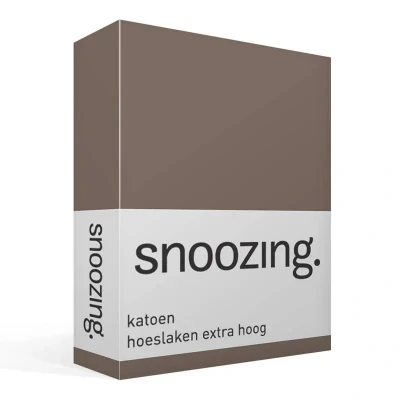 Afbeelding van Snoozing Katoen Extra Hoog Hoeslaken Eenpersoons 90x200 cm Bruin