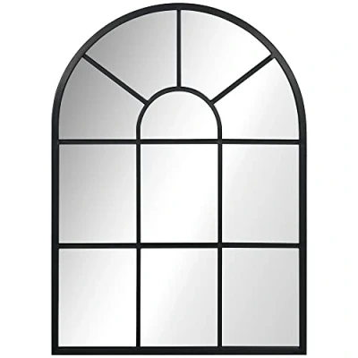 Afbeelding van HOMCOM Wandspiegel, 70 x 50 cm, decoratieve spiegel met metalen frame, voor woonkamer en slaapkamer, zwart