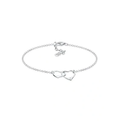Afbeelding van Elli PREMIUM Dames Armband Hart Verweven Liefde met Diamant (0.015 ct.) in 925 Sterling Zilver