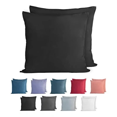 Afbeelding van Komfortec Set van 2 Premium Jersey Kussenslopen 60x60 cm Superzachte Kussenhoes 100% Katoen 150 g/m² Zwart