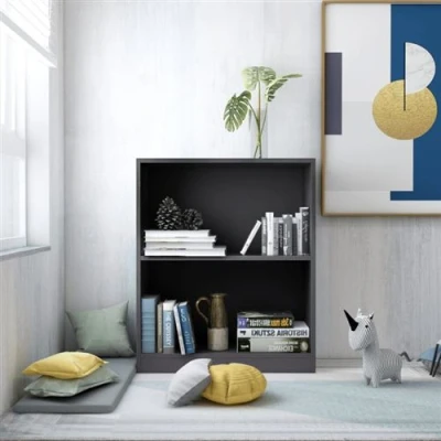 Afbeelding van Boekenkast 60x24x76 cm bewerkt hout grijs